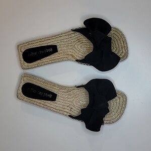 JEFFREY CAMPBELL Suede Bow Tie Slip On Sandals Flats Slippers Espridelles